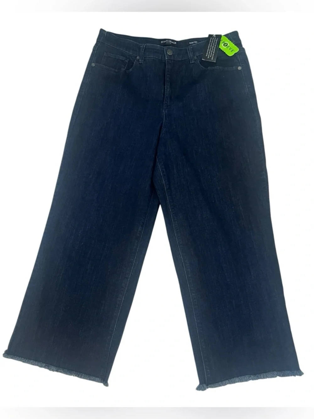 NWT- SUSAN GRAVER -  Wide-Leg ankle, crop jeans 👖 in Dark Blue denim